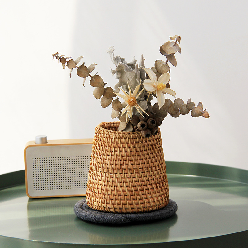 Storage Basket Rattan Storage Box Cosmetic Pen Holder Tea Ceremony Accessories Tableware Storage Decoration