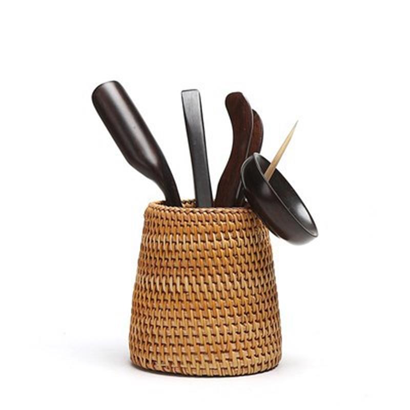Storage Basket Rattan Storage Box Cosmetic Pen Holder Tea Ceremony Accessories Tableware Storage Decoration