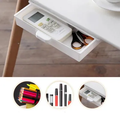 Storage Under Desk Drawer Organizer Bedroom Household Products 1pc ABS Accommodate Adhesive For Office Pen Holder