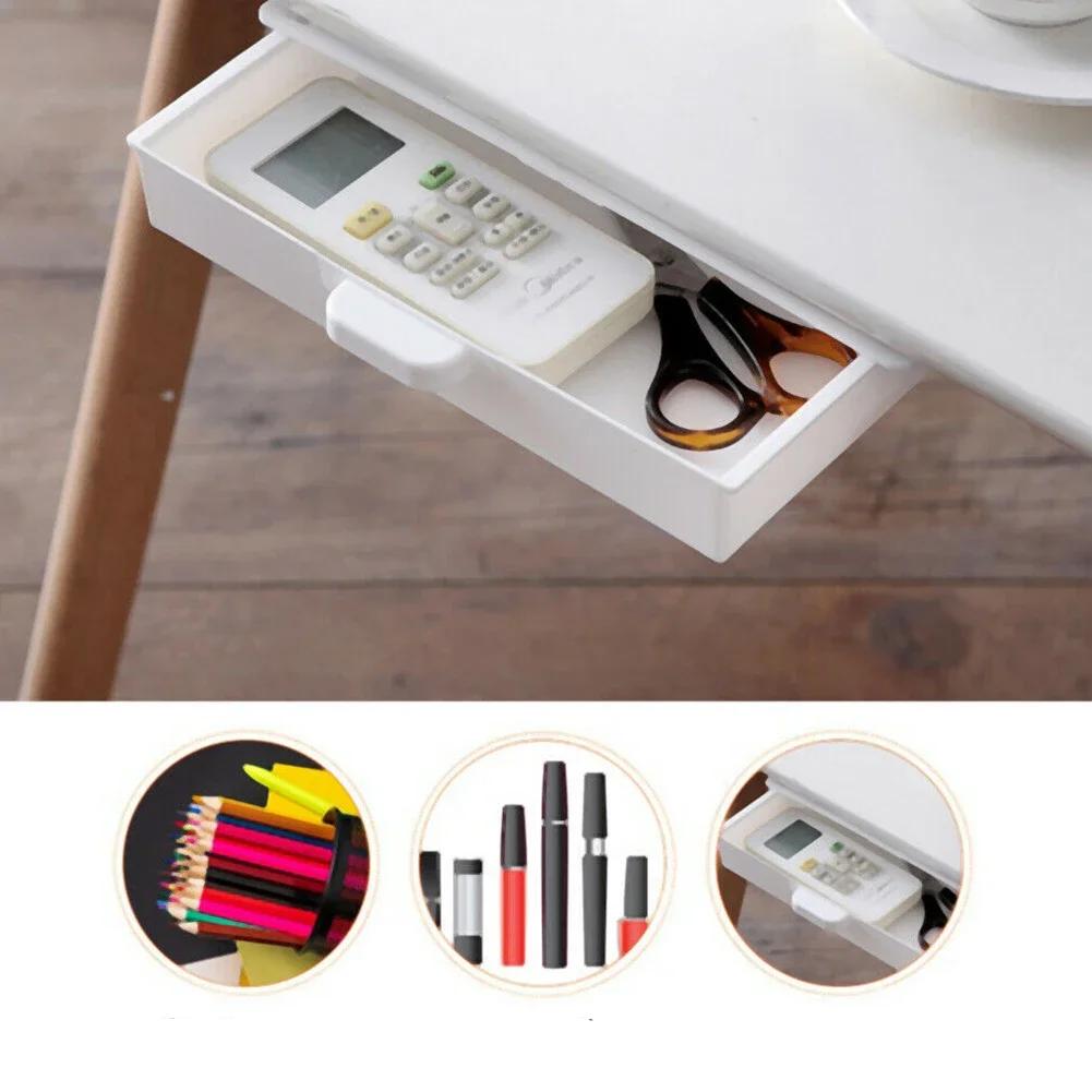 Storage Under Desk Drawer Organizer Bedroom Household Products 1pc ABS Accommodate Adhesive For Office Pen Holder