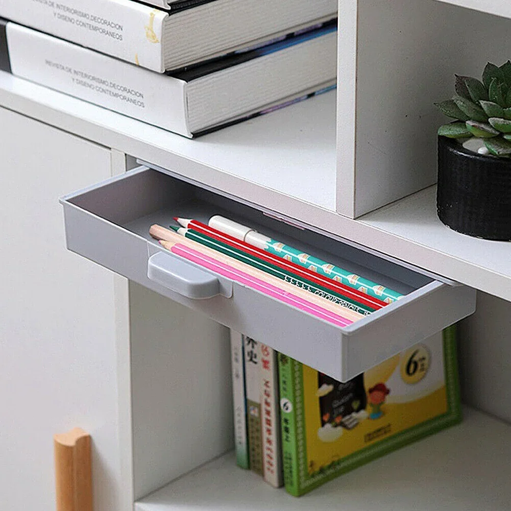 Storage Under Desk Drawer Organizer Bedroom Household Products 1pc ABS Accommodate Adhesive For Office Pen Holder