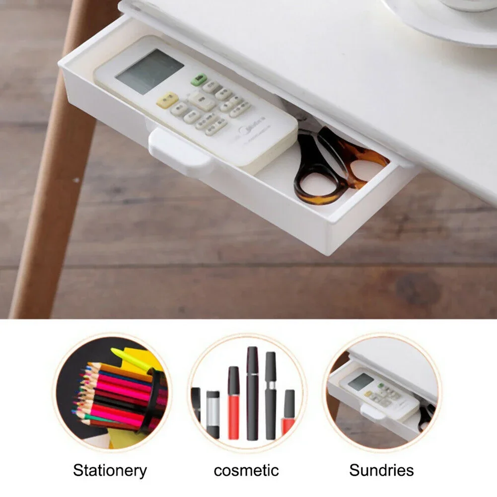 Storage Under Desk Drawer Organizer Bedroom Household Products 1pc ABS Accommodate Adhesive For Office Pen Holder