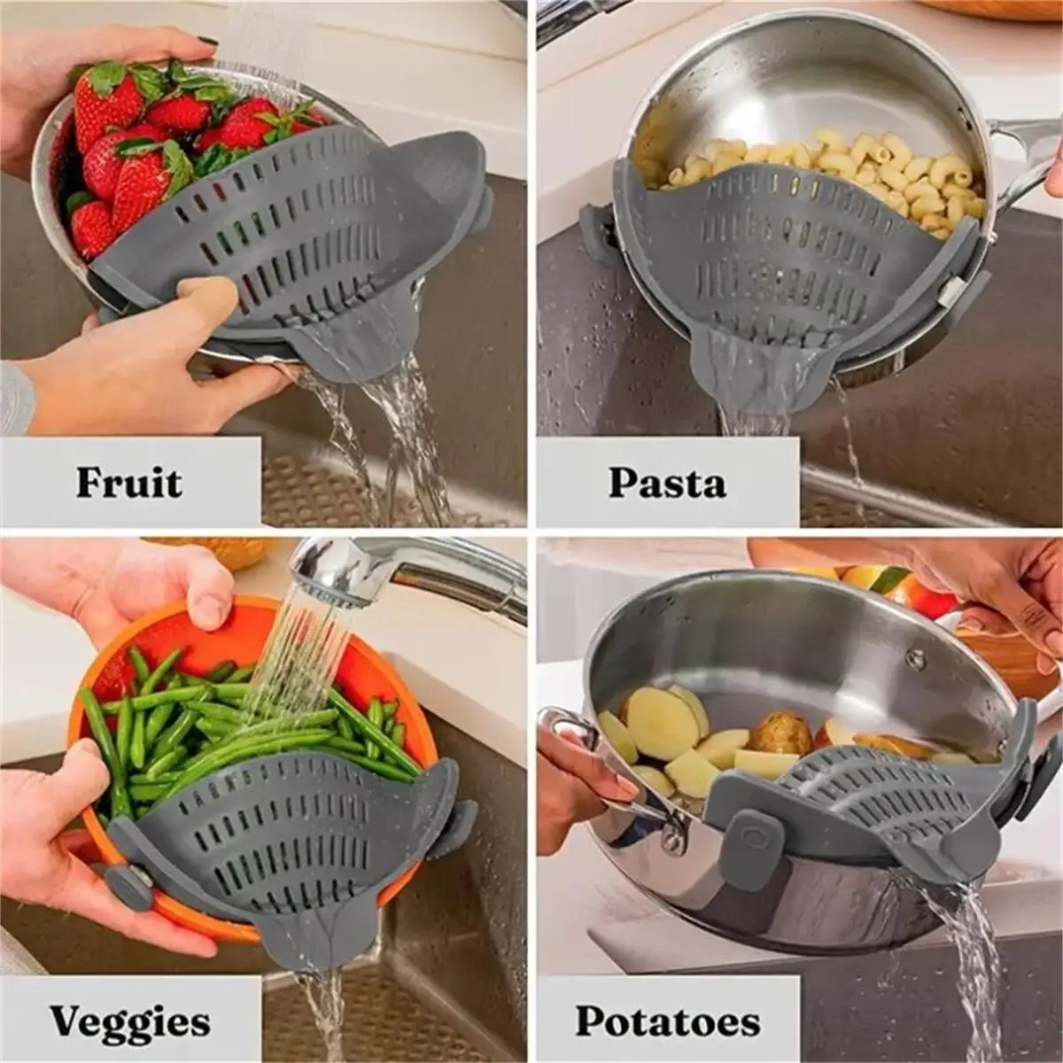 Strainer, Pot Strainer, Adjustable Clip On Strainer For Pots Pans And Bowls, Kitchen Pot Strainer Strainer, Pot Strainer, Adjustable Clip On Strainer For Pots Pans And Bowls, Kitchen Pot Strainer