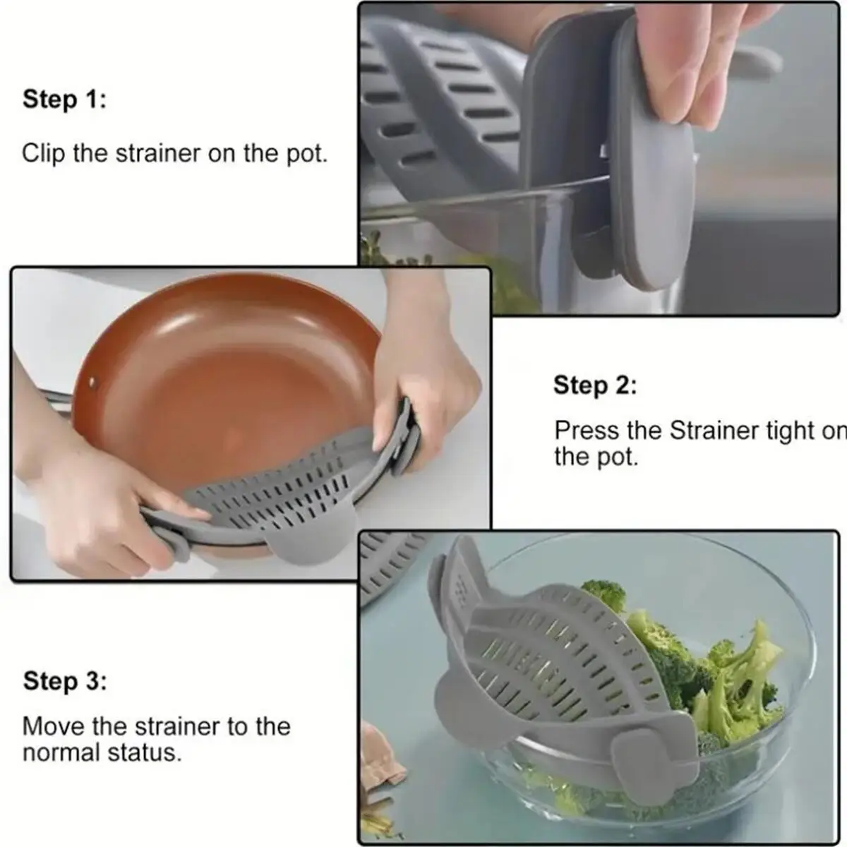 Strainer, Pot Strainer, Adjustable Clip On Strainer For Pots Pans And Bowls, Kitchen Pot Strainer Strainer, Pot Strainer, Adjustable Clip On Strainer For Pots Pans And Bowls, Kitchen Pot Strainer