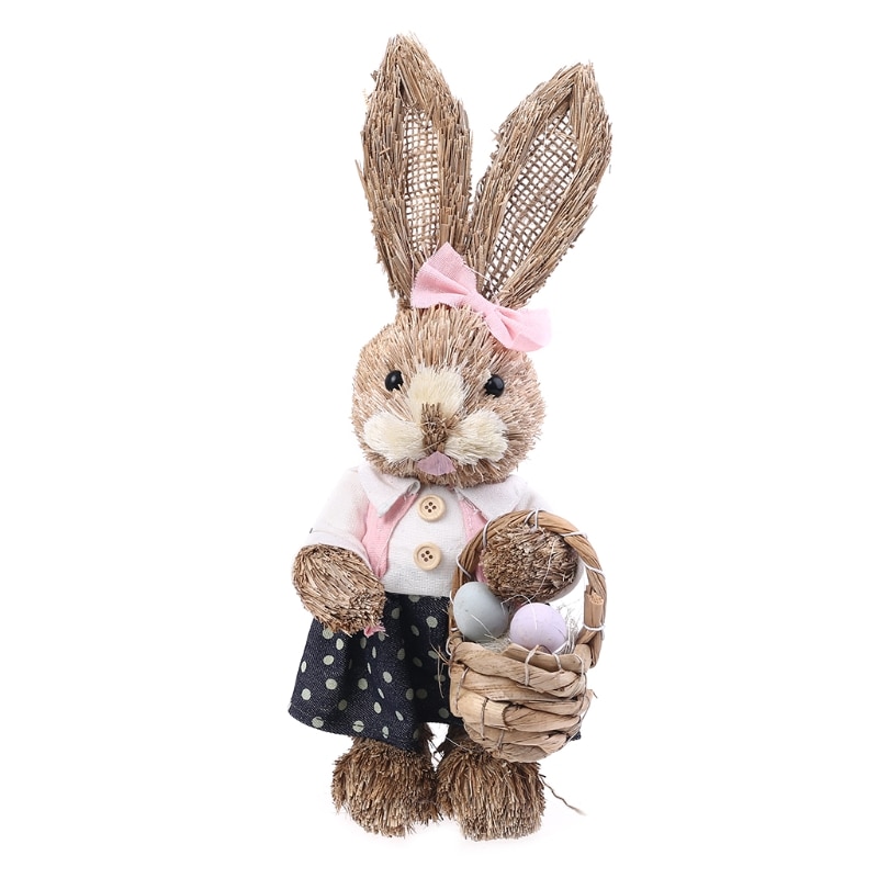 Straw Standing Easter Bunny Decor Straw Standing Easter Bunny Decor