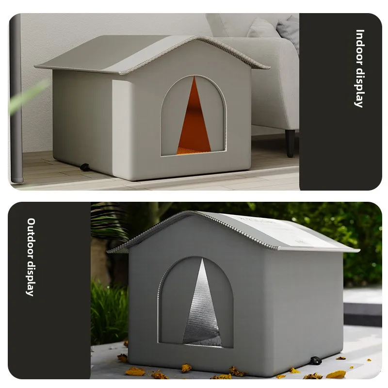 Stray Cat Dog House Waterproof Outdoor Winter Warm Pet Cave Sleeping Beds Home Foldable Washable for Small Dog Puppy