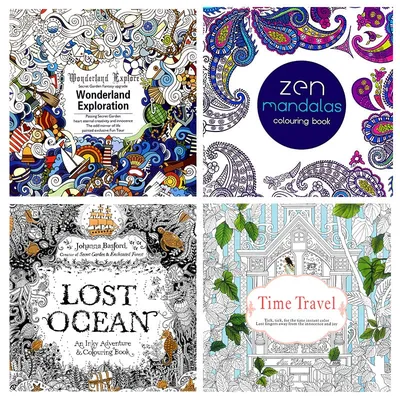 Stress Relief Coloring Books For Adults (4 pcs) Stress Relief Coloring Books For Adults (4 pcs)