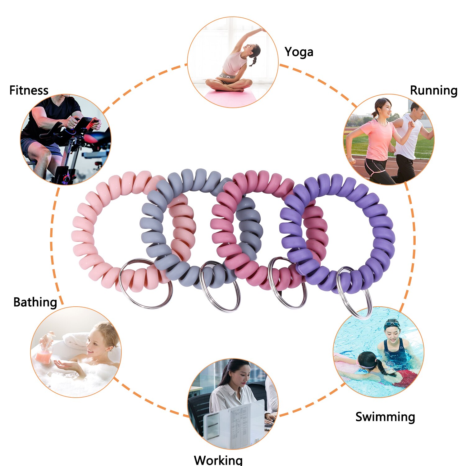 Stretchable Wrist Coil Keychain (10 pcs) Stretchable Wrist Coil Keychain (10 pcs)