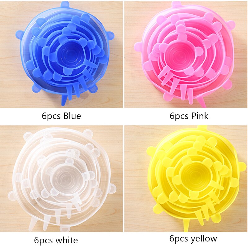 Stretchy Food Lids Silicone Covers Set (6 pcs) Stretchy Food Lids Silicone Covers Set (6 pcs)