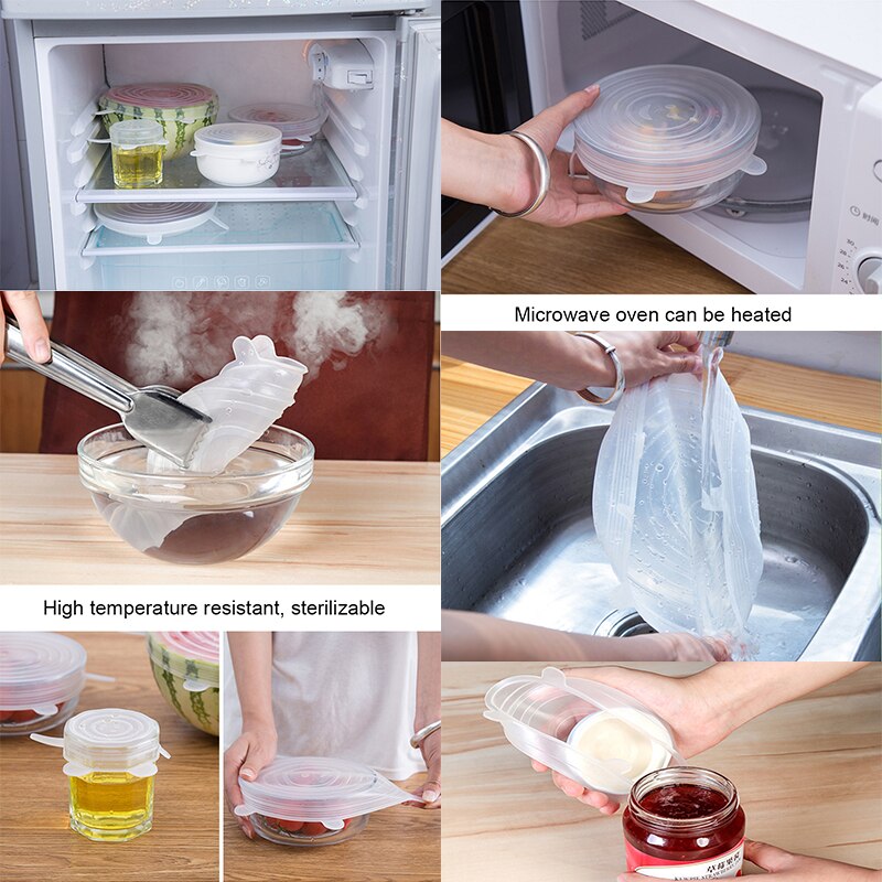 Stretchy Food Lids Silicone Covers Set (6 pcs) Stretchy Food Lids Silicone Covers Set (6 pcs)