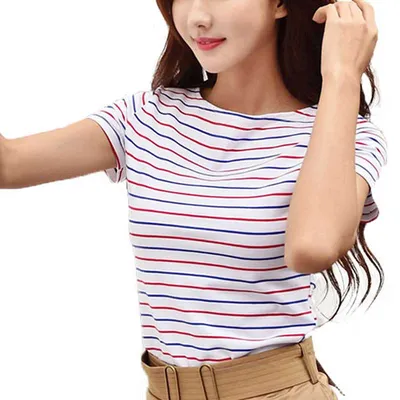 Striped Top Ladies Basic Look Striped Top Ladies Basic Look