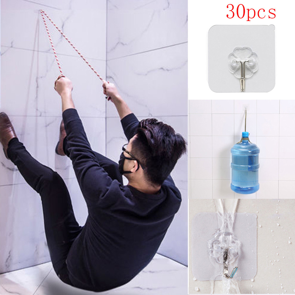 Strong Adhesive Clear Wall Hooks (20 pcs)