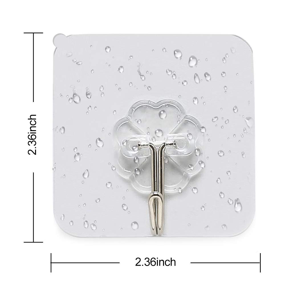 Strong Adhesive Clear Wall Hooks (20 pcs)