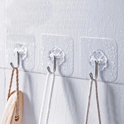 Strong Adhesive Transparent Wall Hooks (10 pcs)