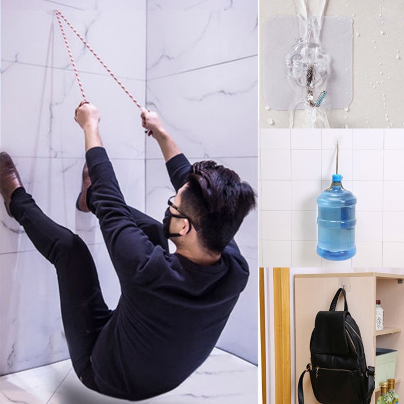Strong Adhesive Transparent Wall Hooks (10 pcs)