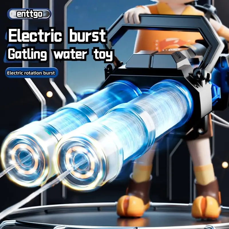 Strongest Electric Gatling Water Gun Toy Rotating Double Barrel With Big Capacity Backpack Outdoor Pool Toy for Kids Strongest Electric Gatling Water Gun Toy Rotating Double Barrel With Big Capacity Backpack Outdoor Pool Toy for Kids
