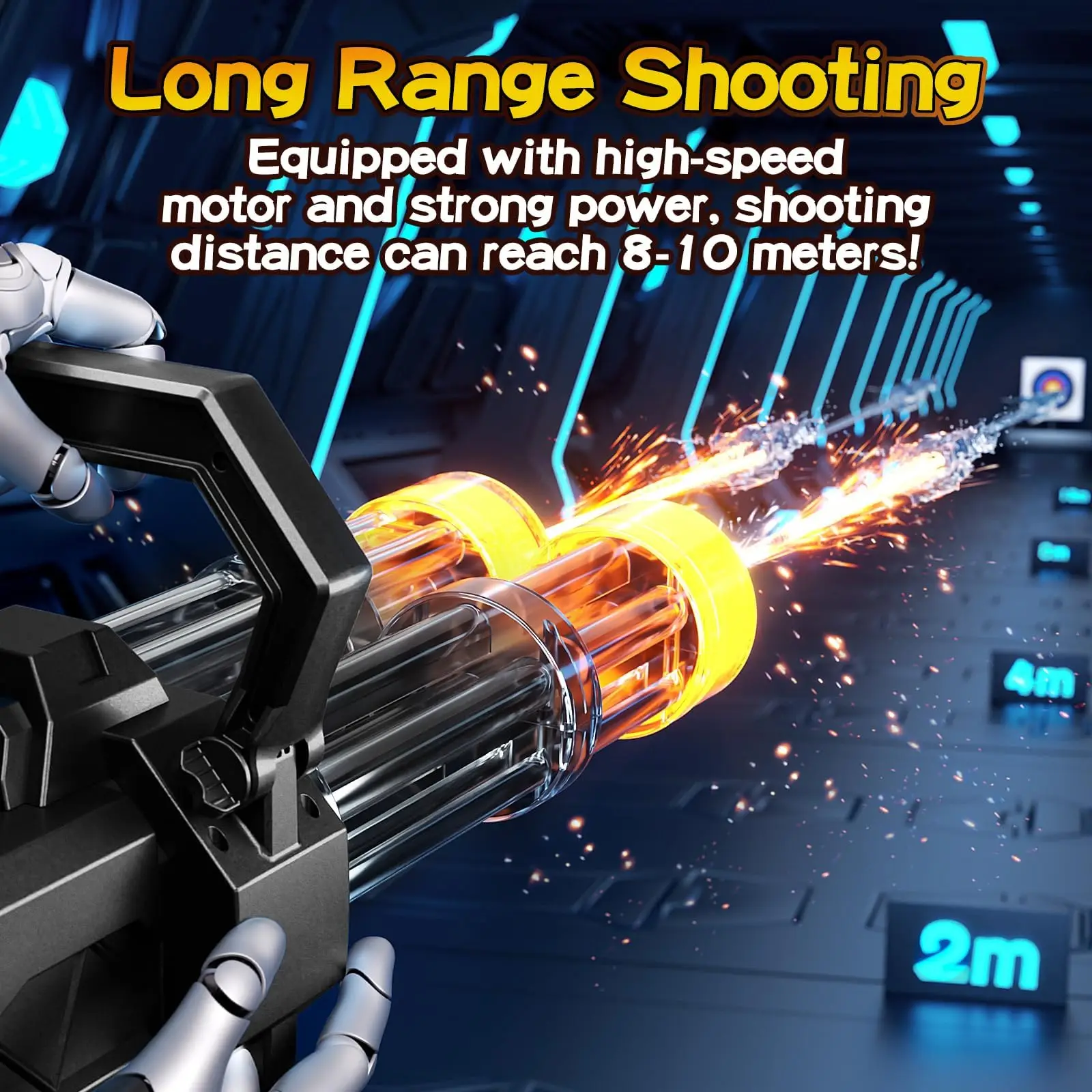 Strongest Electric Gatling Water Gun Toy Rotating Double Barrel With Big Capacity Backpack Outdoor Pool Toy for Kids Strongest Electric Gatling Water Gun Toy Rotating Double Barrel With Big Capacity Backpack Outdoor Pool Toy for Kids