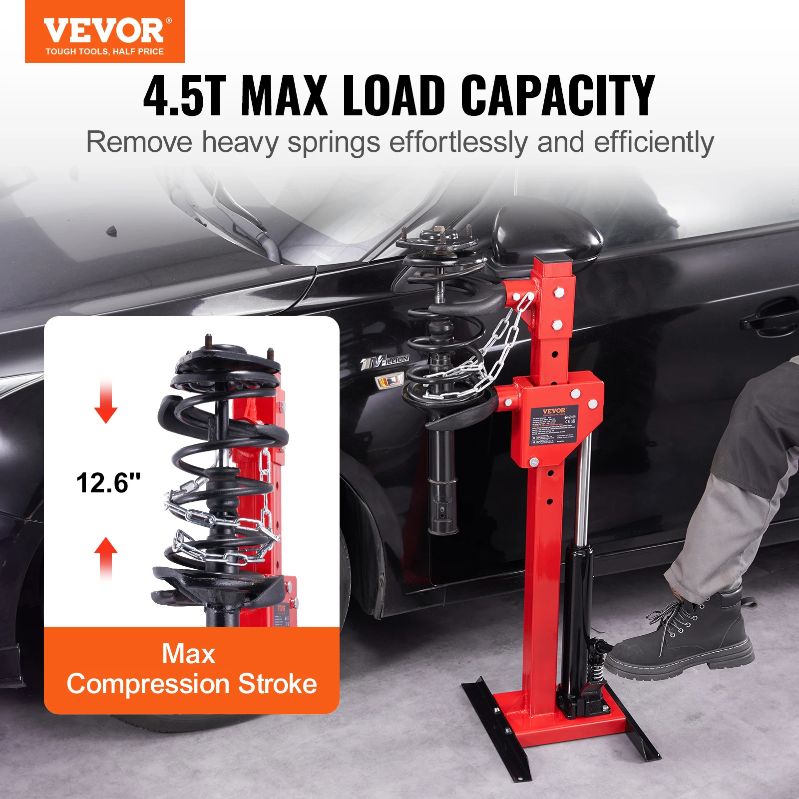 Strut Spring Compressor 4.5 Ton / 9920 LBS Hydraulic Jack 1 Ton Rated Compression Force Auto Strut Coil Spring Strut Spring Compressor 4.5 Ton / 9920 LBS Hydraulic Jack 1 Ton Rated Compression Force Auto Strut Coil Spring