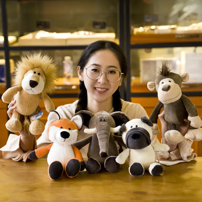 Stuffed Lifelike Lion Tiger Elephant Monkey Leopard Giraffe Raccoon Doll Simulation Forest Animals Plush Toys for Kids