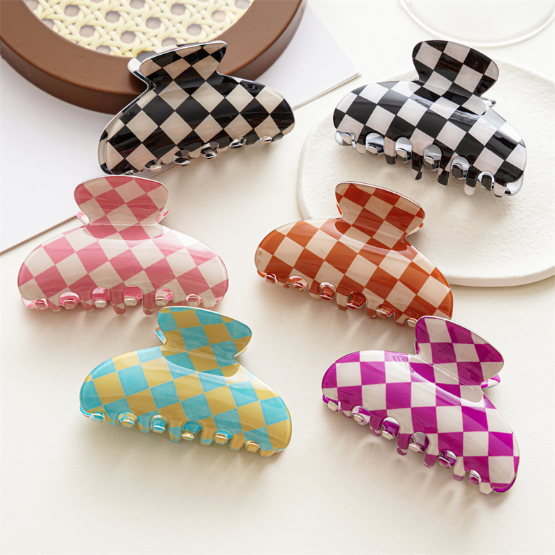 Stylish Checkered Hair Claw Accessory