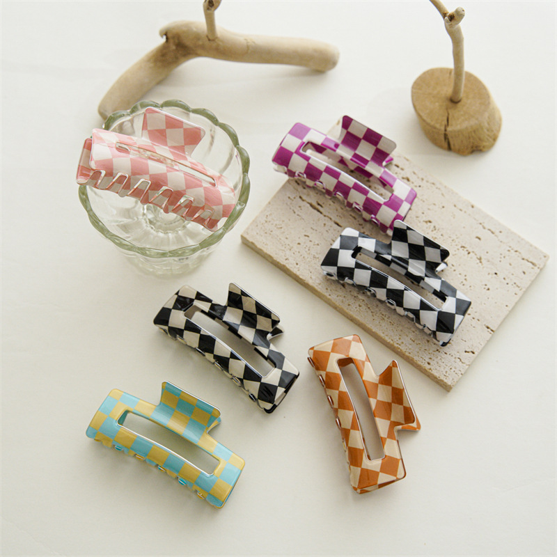 Stylish Checkered Hair Claw Accessory