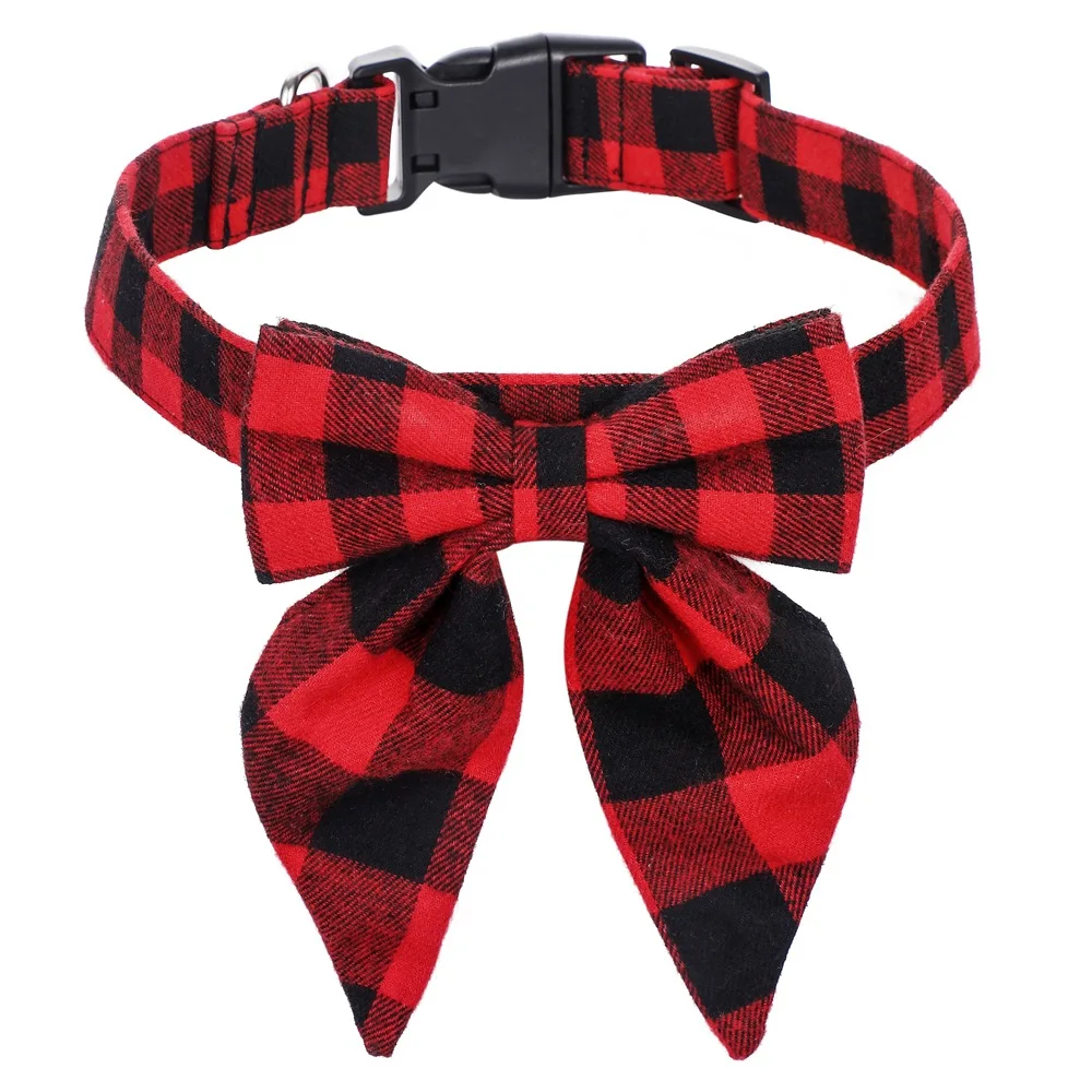 Stylish Christmas Dog Collar with Bow