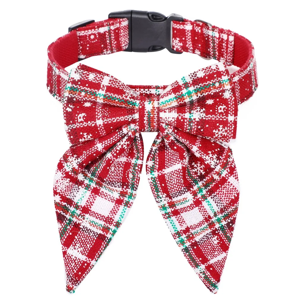 Stylish Christmas Dog Collar with Bow