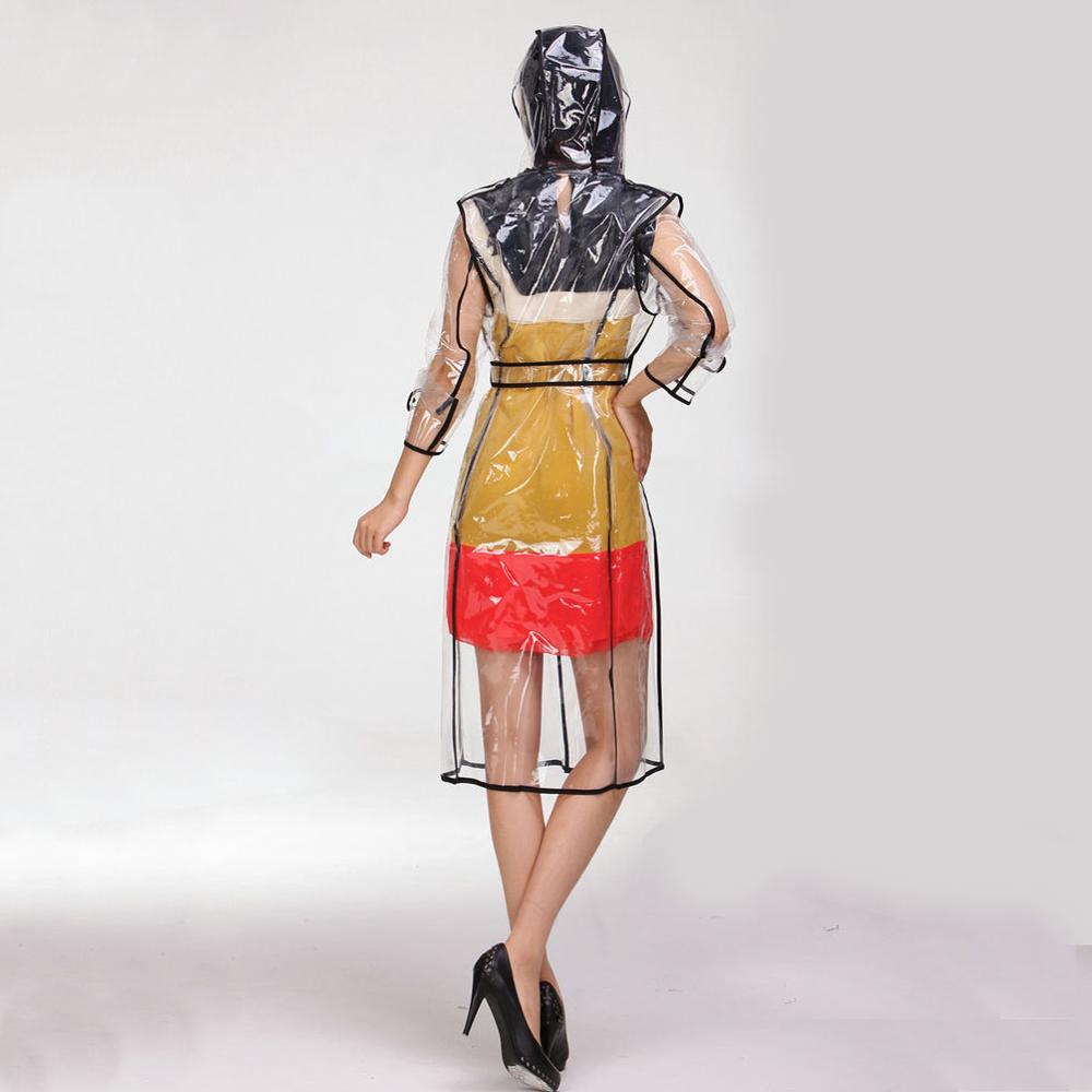 Stylish Clear Plastic Raincoat with Belt