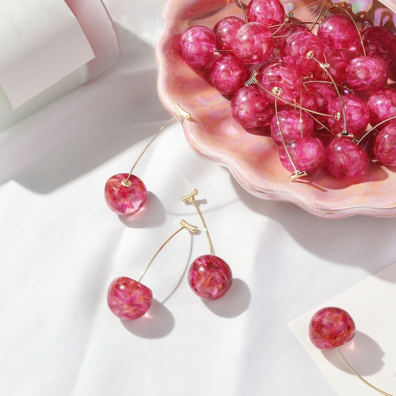 Stylish Crystal Cherry Dangle Earrings (2 pcs) Stylish Crystal Cherry Dangle Earrings (2 pcs)