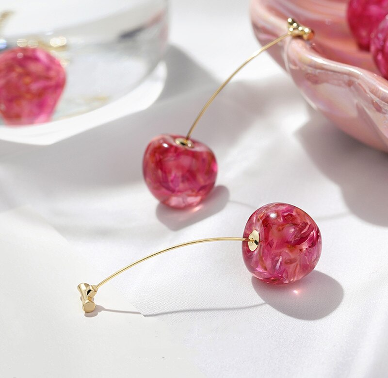 Stylish Crystal Cherry Dangle Earrings (2 pcs) Stylish Crystal Cherry Dangle Earrings (2 pcs)