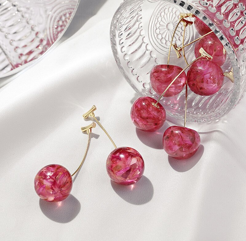 Stylish Crystal Cherry Dangle Earrings (2 pcs) Stylish Crystal Cherry Dangle Earrings (2 pcs)