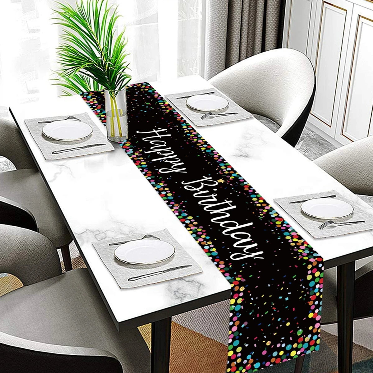 Stylish Happy Birthday Table Runner Stylish Happy Birthday Table Runner