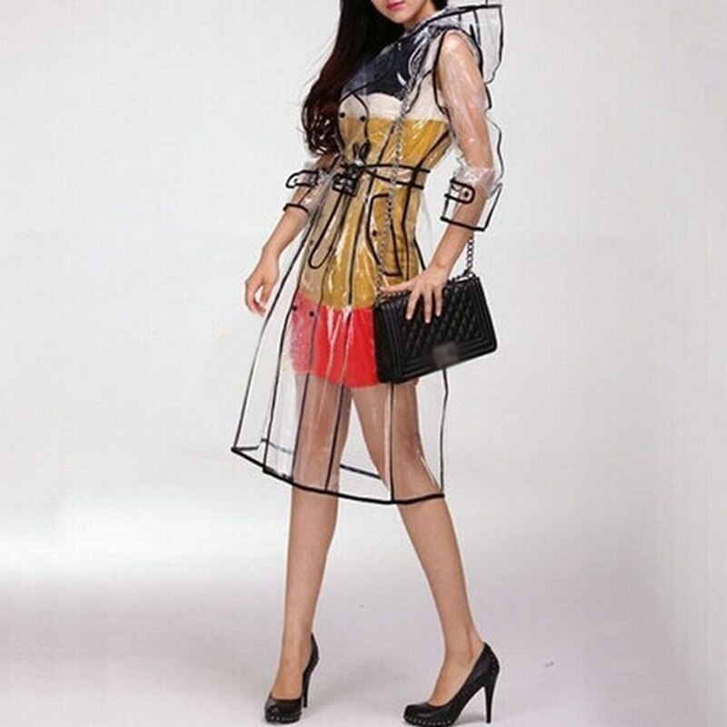 Stylish Hooded Women's Clear Raincoat