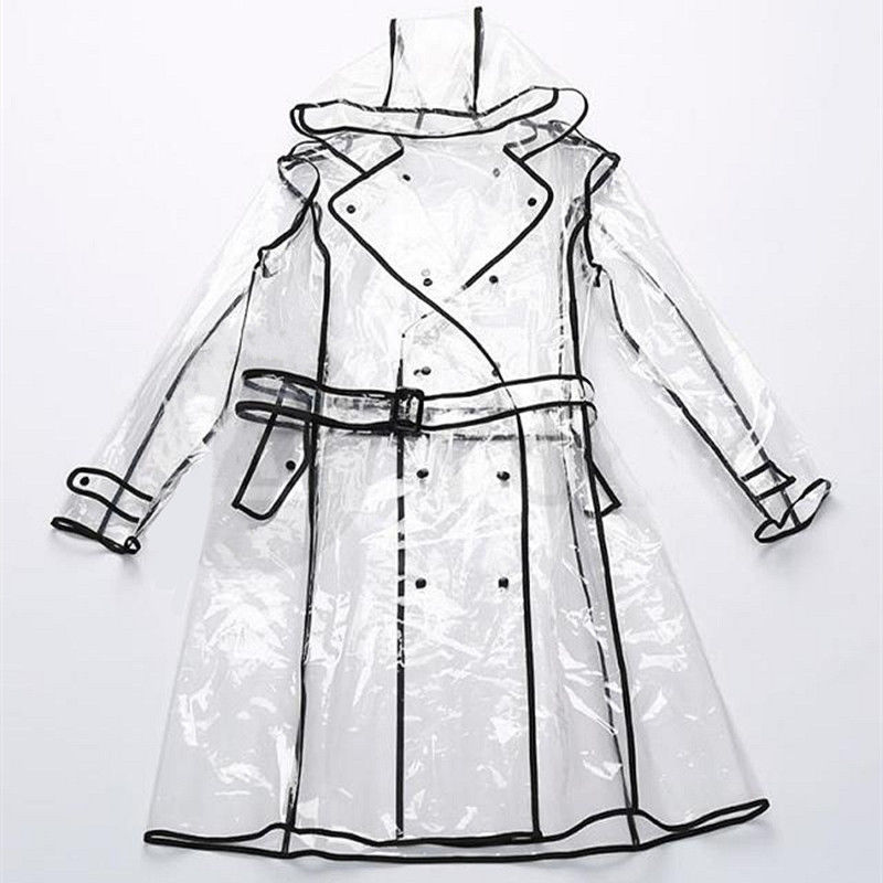 Stylish Hooded Women's Clear Raincoat