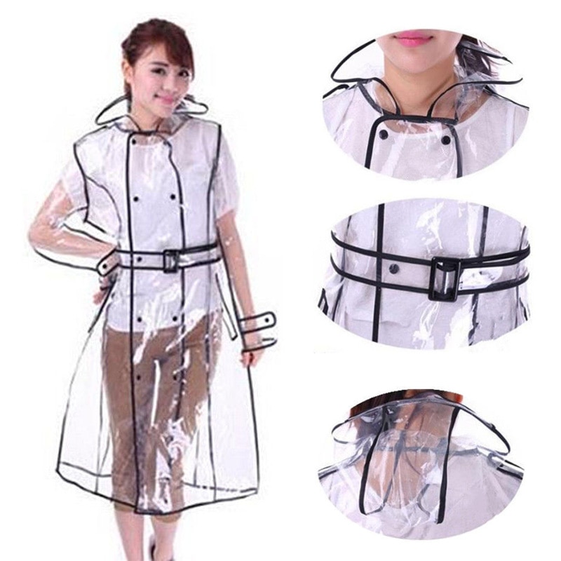 Stylish Hooded Women's Clear Raincoat