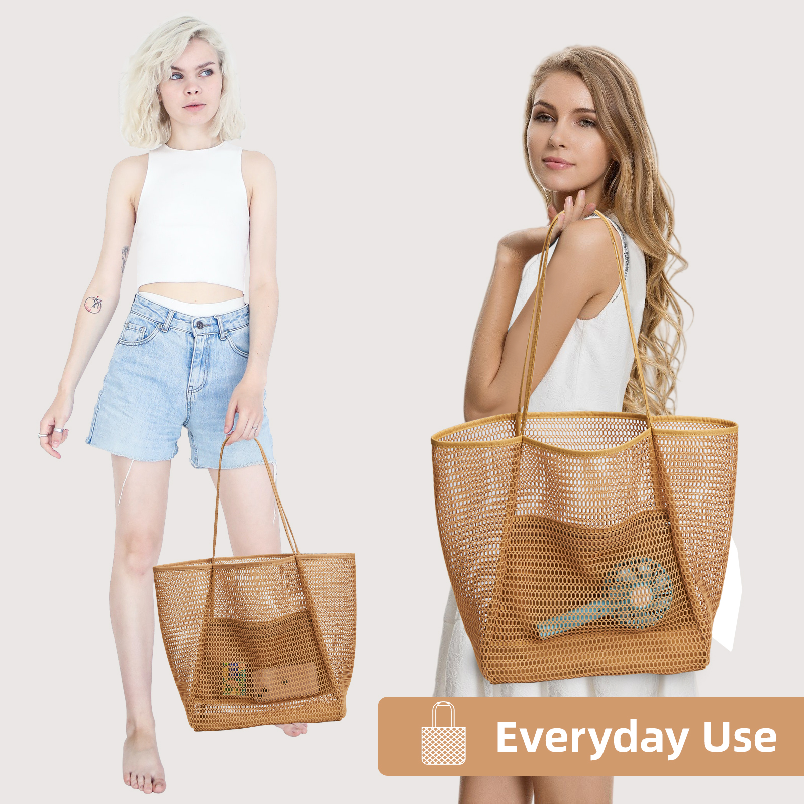 Stylish Mesh Beach Shoulder Bag