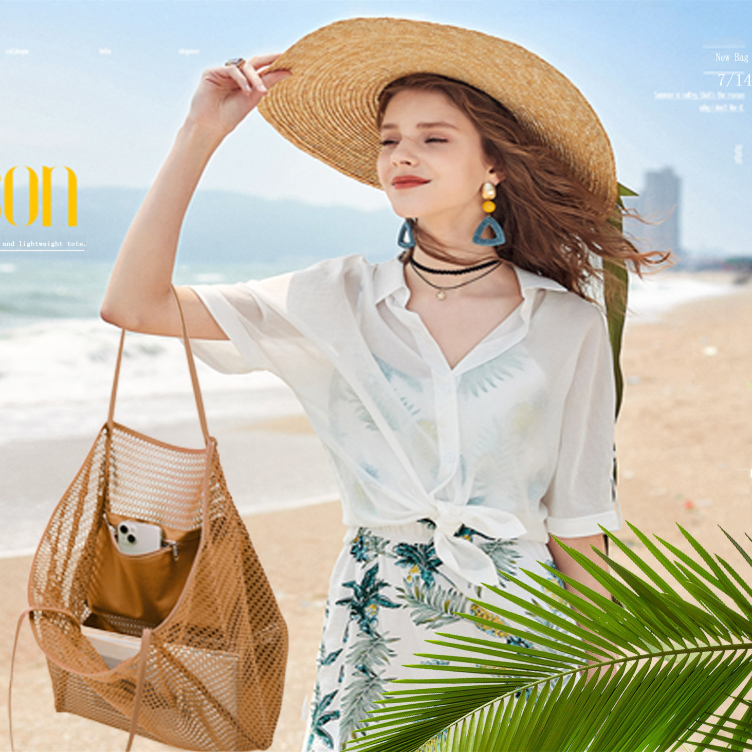 Stylish Mesh Beach Shoulder Bag
