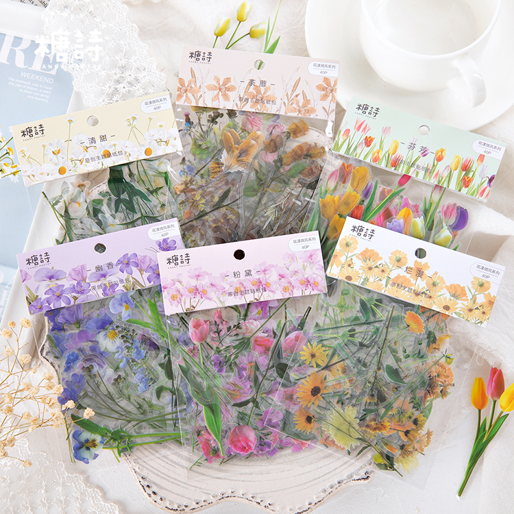 Stylish Scrapbooking Floral Stickers (40 pcs)