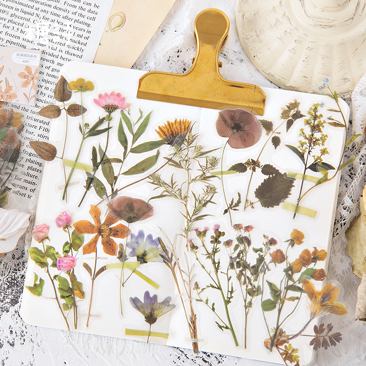 Stylish Scrapbooking Floral Stickers (40 pcs)
