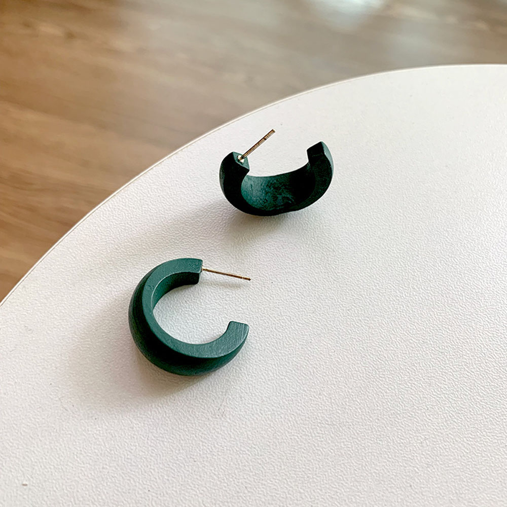 Stylish Wooden Hoop Earrings (1 Pair)