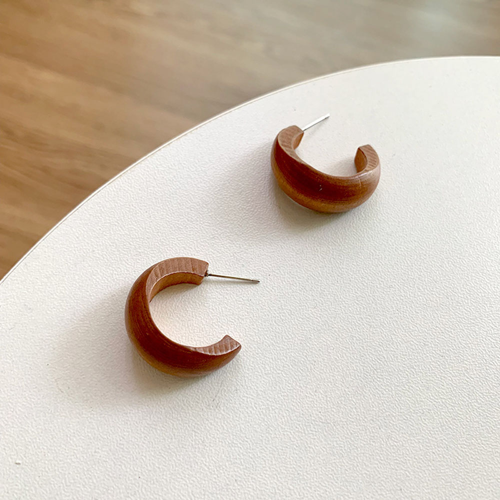 Stylish Wooden Hoop Earrings (1 Pair)