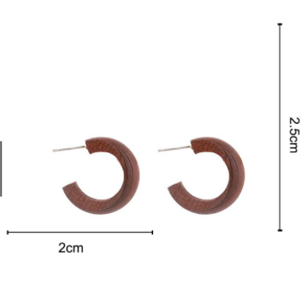 Stylish Wooden Hoop Earrings (1 Pair)