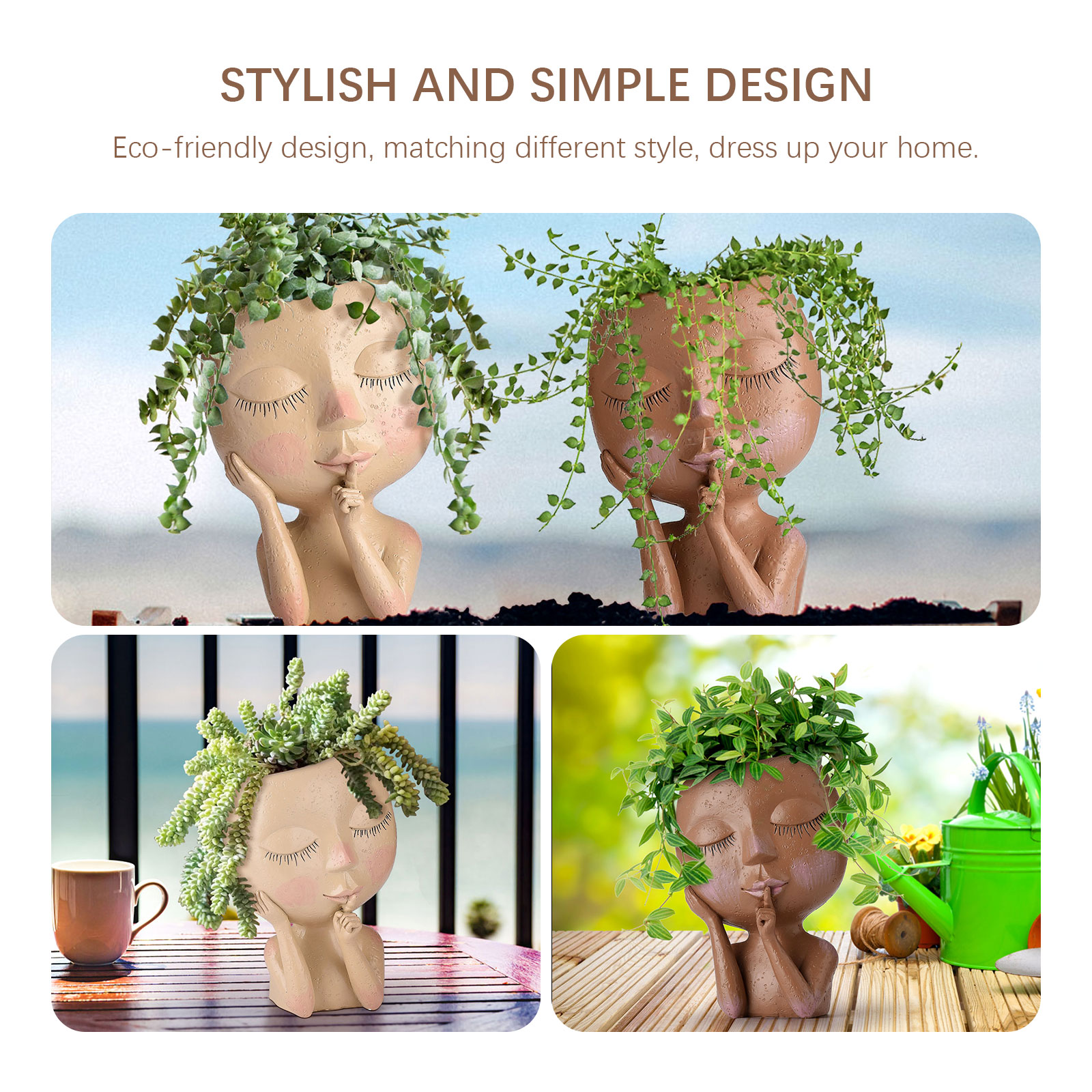 Succulent Face Flower Pot Head Planter Succulent Face Flower Pot Head Planter