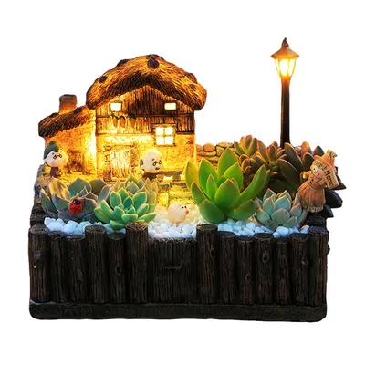 Succulent Planter Light Cottage Decor Succulent Planter Light Cottage Decor