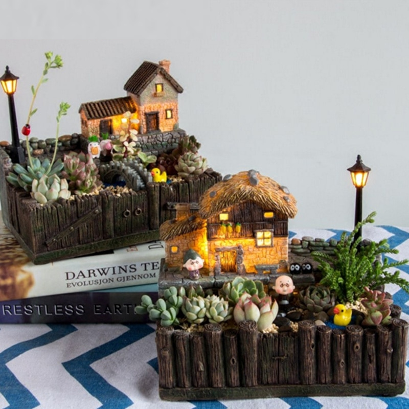 Succulent Planter Light Cottage Decor Succulent Planter Light Cottage Decor