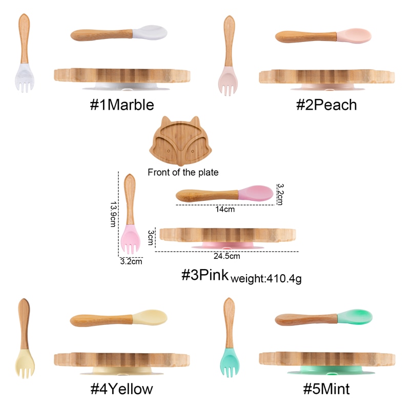 Suction Back Wooden Baby Plate with Spoon and Fork Suction Back Wooden Baby Plate with Spoon and Fork