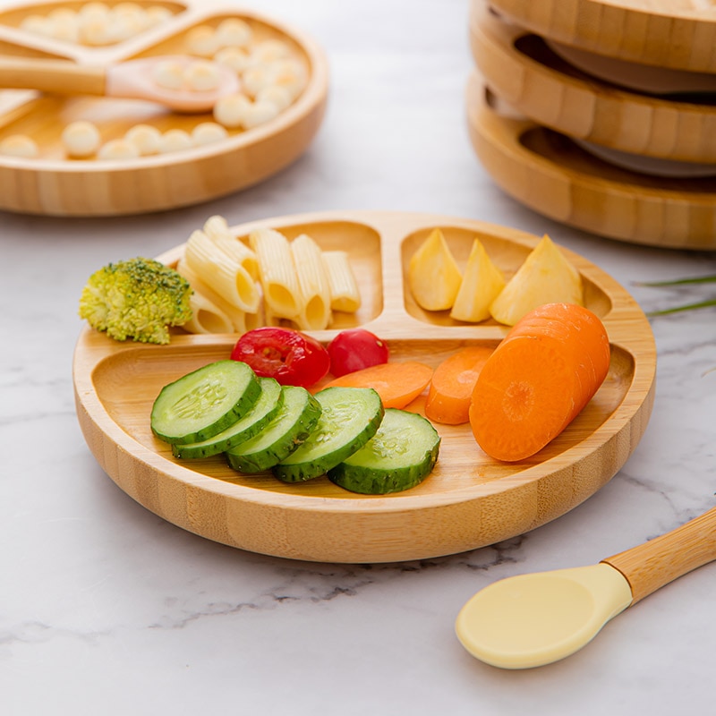 Suction Base Baby Bamboo Plate with Spoon Suction Base Baby Bamboo Plate with Spoon