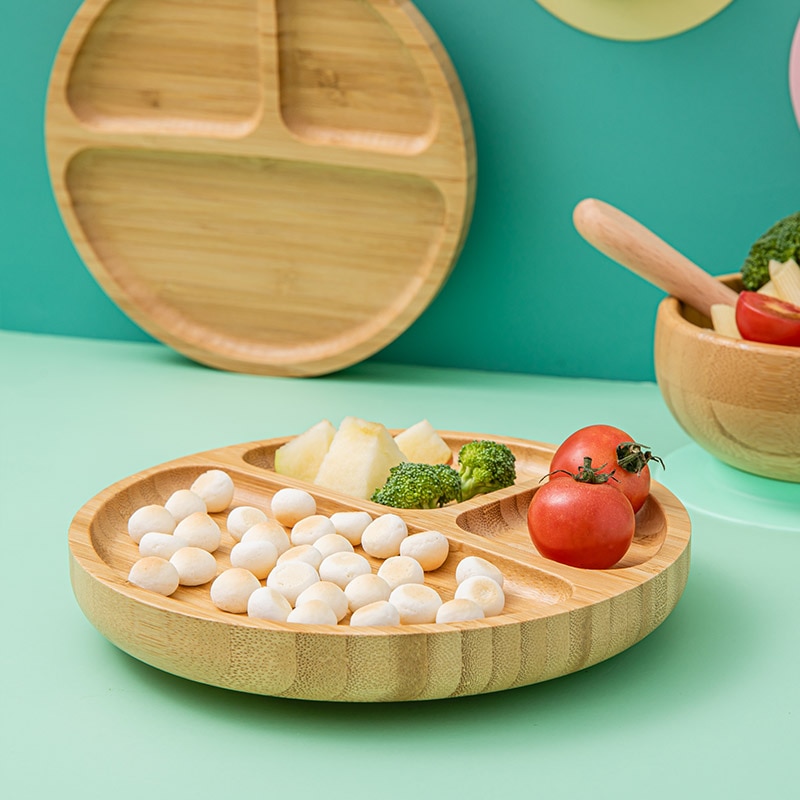 Suction Base Baby Bamboo Plate with Spoon Suction Base Baby Bamboo Plate with Spoon