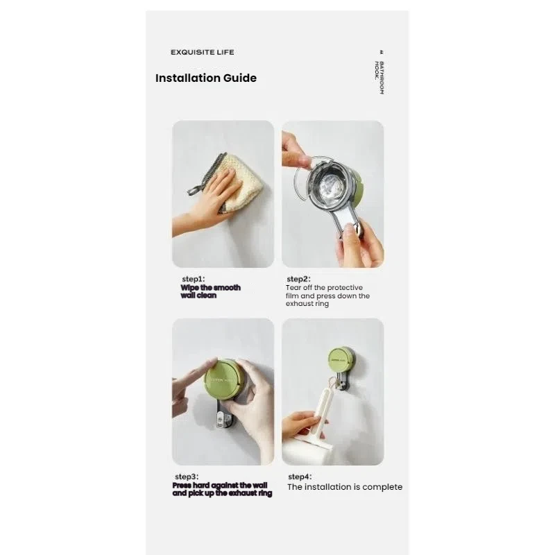 Suction Hooks Strong Vacuum Power Traceless No-Drilling Adhesive Hooks for Home Bathroom Kitchen Door Back and Toilet