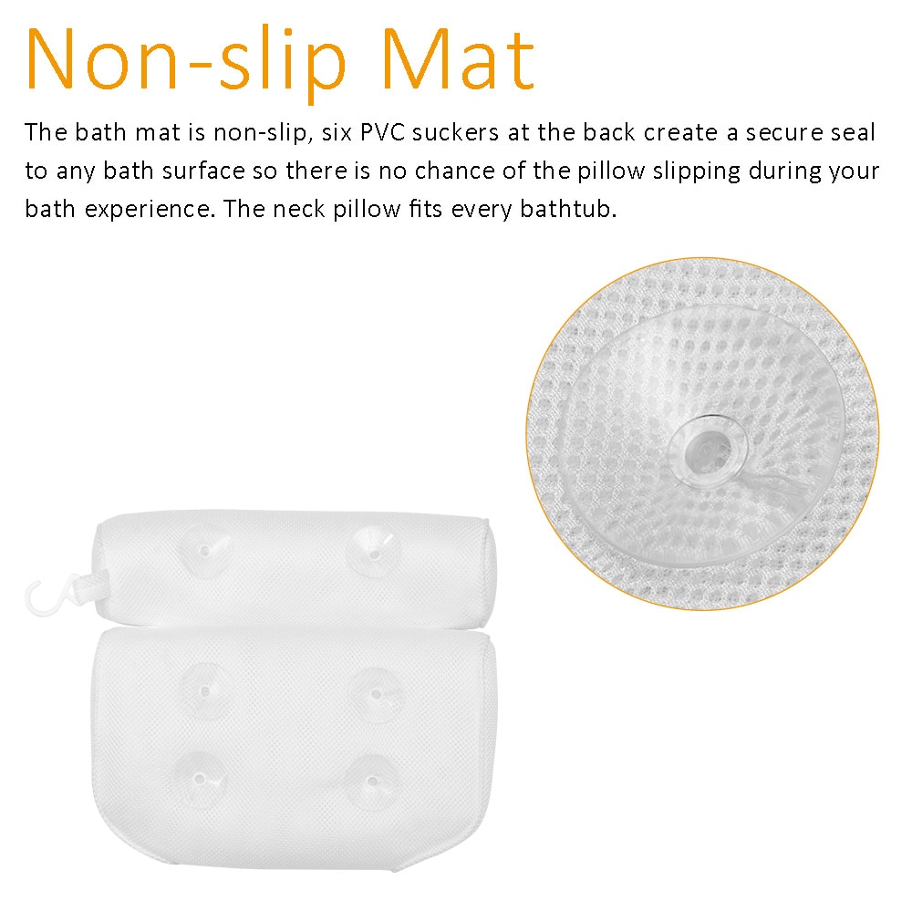 Suction Mount Bath Pillow for Tub
